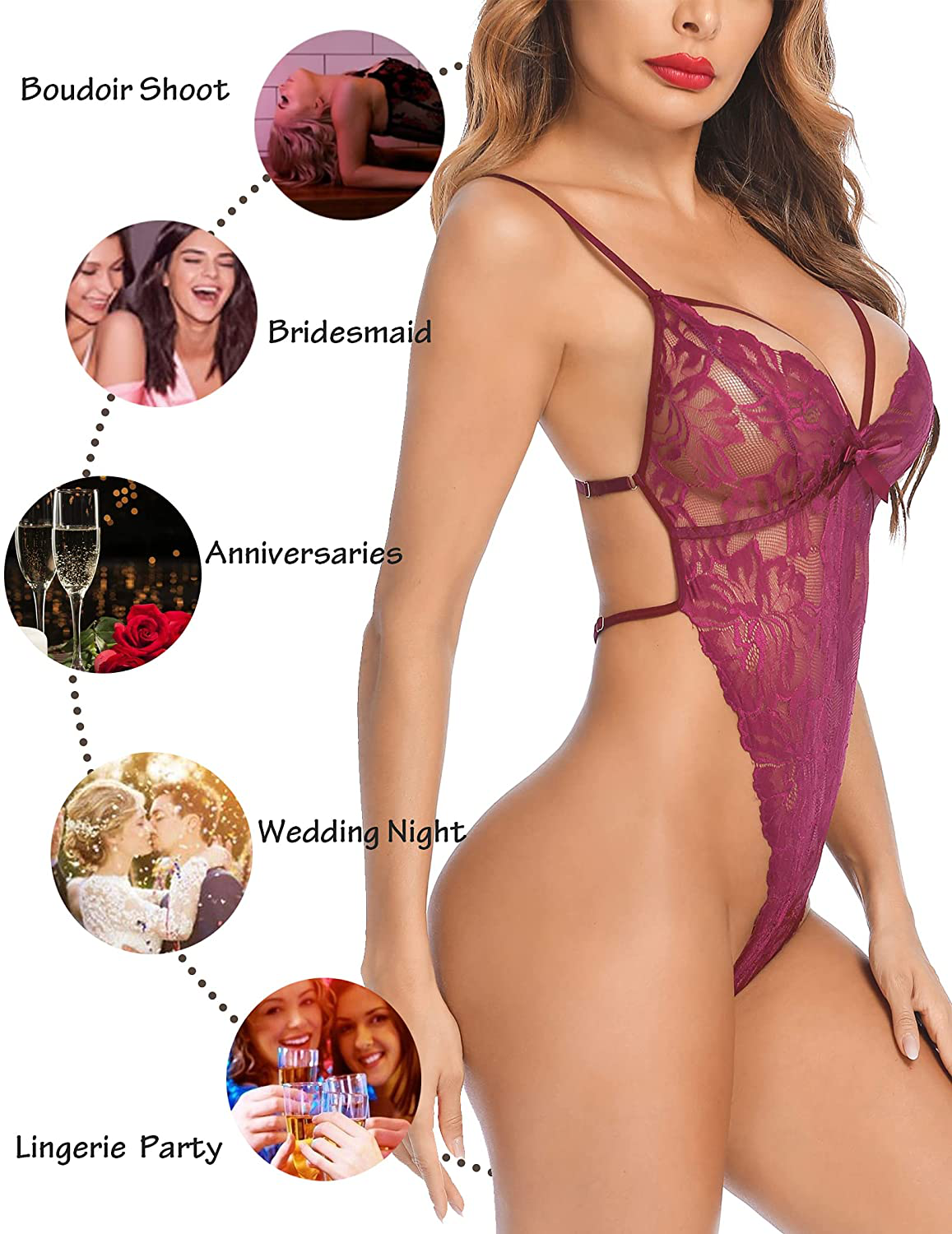 Avidlove Sexy Lingerie for Women Deep V Teddy One Piece Lace Bodysuit Babydoll Apparel & Accessories > Clothing > Underwear & Socks > Lingerie Avidlove   