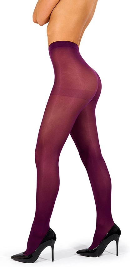 Sofsy Opaque Microfibre Tights for Women - Invisibly Reinforced - Footed Pantyhose High Waist for Women 40Den [Made in Italy] Apparel & Accessories > Clothing > Underwear & Socks > Shapewear KYLIE MAX Purple Medium 