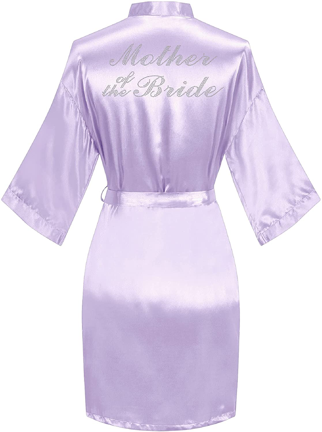 Sunshinemall Women'S Satin Kimono Robes with Rhinestones Bride Bridesmaid Short Sleepwear Wedding Dressing Gown Apparel & Accessories > Clothing > Sleepwear & Loungewear > Robes sunshinemall Mother of Bride-light Purple Large-X-Large 