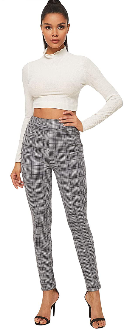 SweatyRocks Women's Casual Skinny Leggings Stretchy High Waisted Work Pants Apparel & Accessories > Clothing > Activewear SweatyRocks   