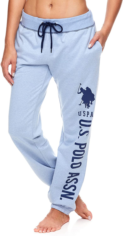 U.S. Polo Assn. Essentials Womens Sweatpants with Pockets - French Terry Jogger Sweats Apparel & Accessories > Clothing > Underwear & Socks > Underwear U.S. Polo Assn. Blue Yonder Heather Large 