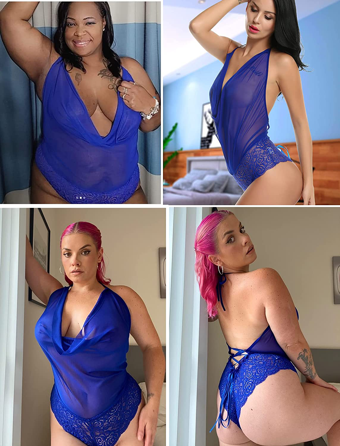 Avidlove Women Sexy Lingerie Teddy One Piece Lace Halter Babydoll Bodysuit Apparel & Accessories > Clothing > Underwear & Socks > Lingerie Kylie Max   