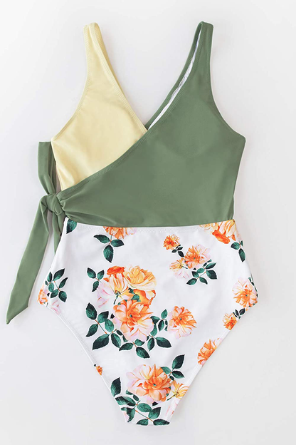 CUPSHE Women'S One Piece Swimsuit Wrap Color Block Tie Side Bathing Suit Apparel & Accessories > Clothing > Swimwear Kylie Max   