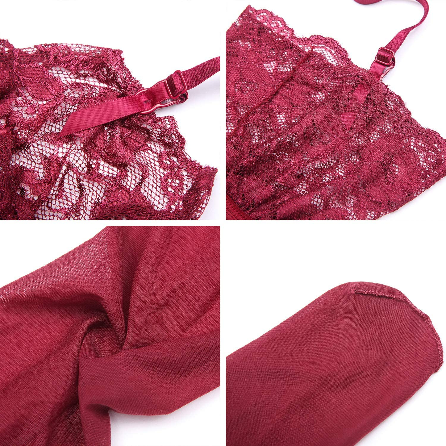 Women Push up Embroidery Bras Set Lace Lingerie Bra and Panties and Socks 4 Piece Apparel & Accessories > Clothing > Underwear & Socks > Lingerie Ningsige   