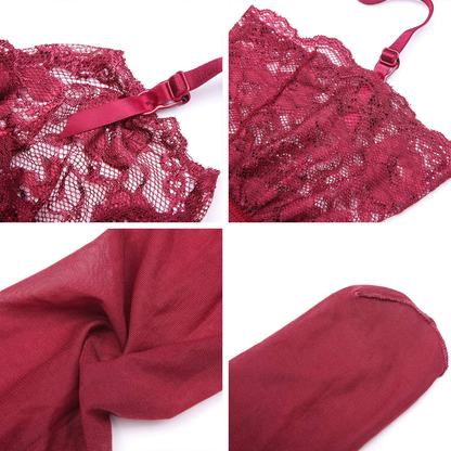Women Push up Embroidery Bras Set Lace Lingerie Bra and Panties and Socks 4 Piece Apparel & Accessories > Clothing > Underwear & Socks > Lingerie Ningsige   