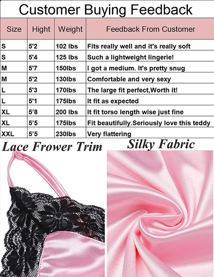 Avidlove Women Satin Lingerie Bodysuit Deep-V Stretch Teddy One Piece Lace Babydoll Short Jumpsuit Pajamas Apparel & Accessories > Clothing > Underwear & Socks > Lingerie Avidlove   
