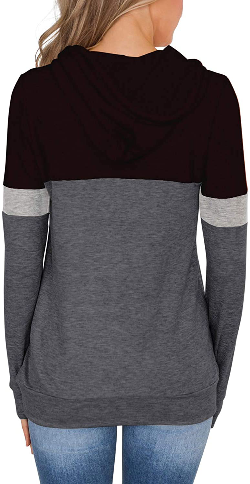 PINKMSTYLE Women'S Casual Color Block Hoodies Tops Long Sleeve Drawstring Pullover Sweatshirts with Pocket(S-Xxl) Apparel & Accessories > Clothing > Activewear Kylie Max   