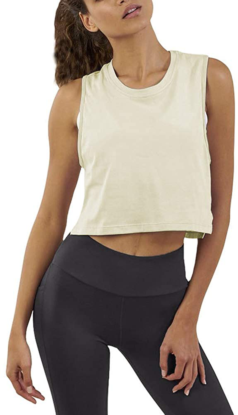 Mippo Crop Top Workout Shirts for Women Cute Sheer Mesh Back Athletic Tanks Muscle Tee Apparel & Accessories > Clothing > Activewear Kylie Max   