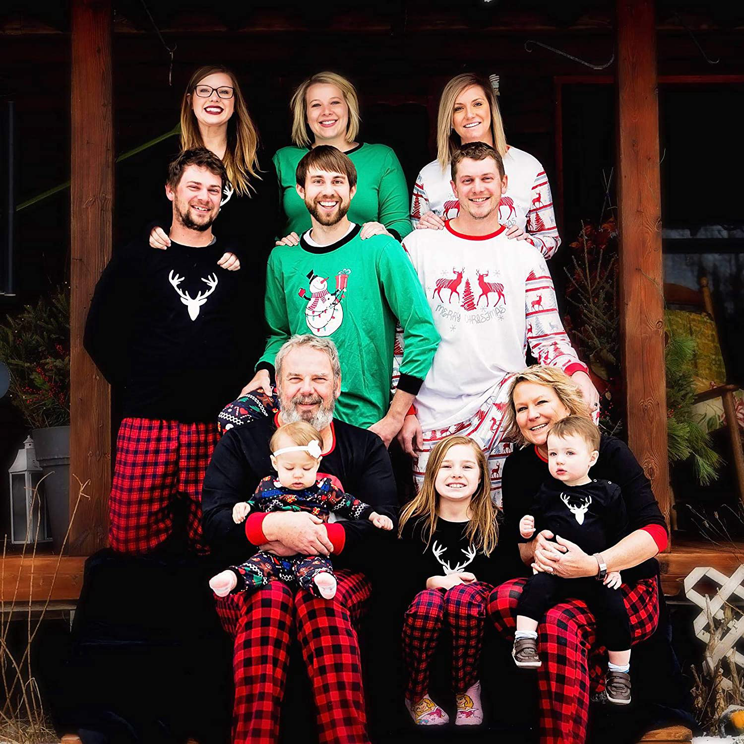 IFFEI Matching Family Pajamas Sets Christmas Pj'S with Deer Long Sleeve Tee and Plaid Pants Loungewear Apparel & Accessories > Clothing > Sleepwear & Loungewear > Pajamas Kylie Max   