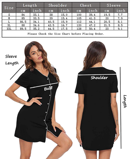 SWOMOG Women'S Button down Nightgown Short Sleeve Nightshirt V-Neck Sleepwear Boyfriend Sleepshirt Pajama Dress Apparel & Accessories > Clothing > Sleepwear & Loungewear > Nightgowns Kylie Max   