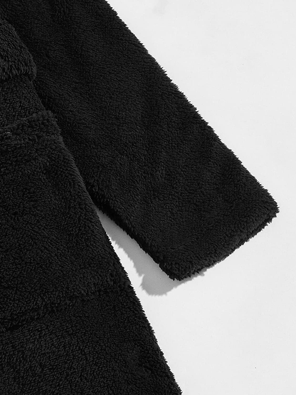 Romwe Men'S Hooded Fleece Robe Greek Tape Panel Belted Bathrobe Spa Sleepwear Apparel & Accessories > Clothing > Sleepwear & Loungewear > Robes Kylie Max   