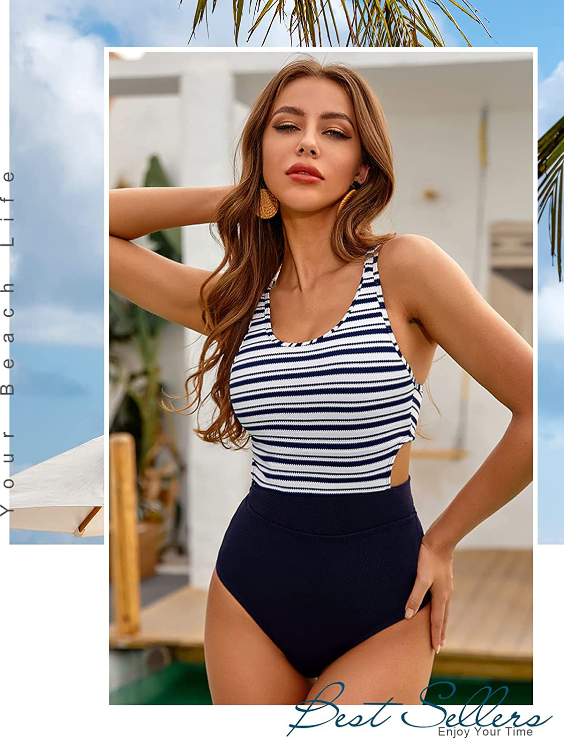 MOLYBELL One Piece Swimsuits for Women High Waisted Bathing Suit Monokini Floral Print Cutout Racerback Zip Up  Kylie Max   