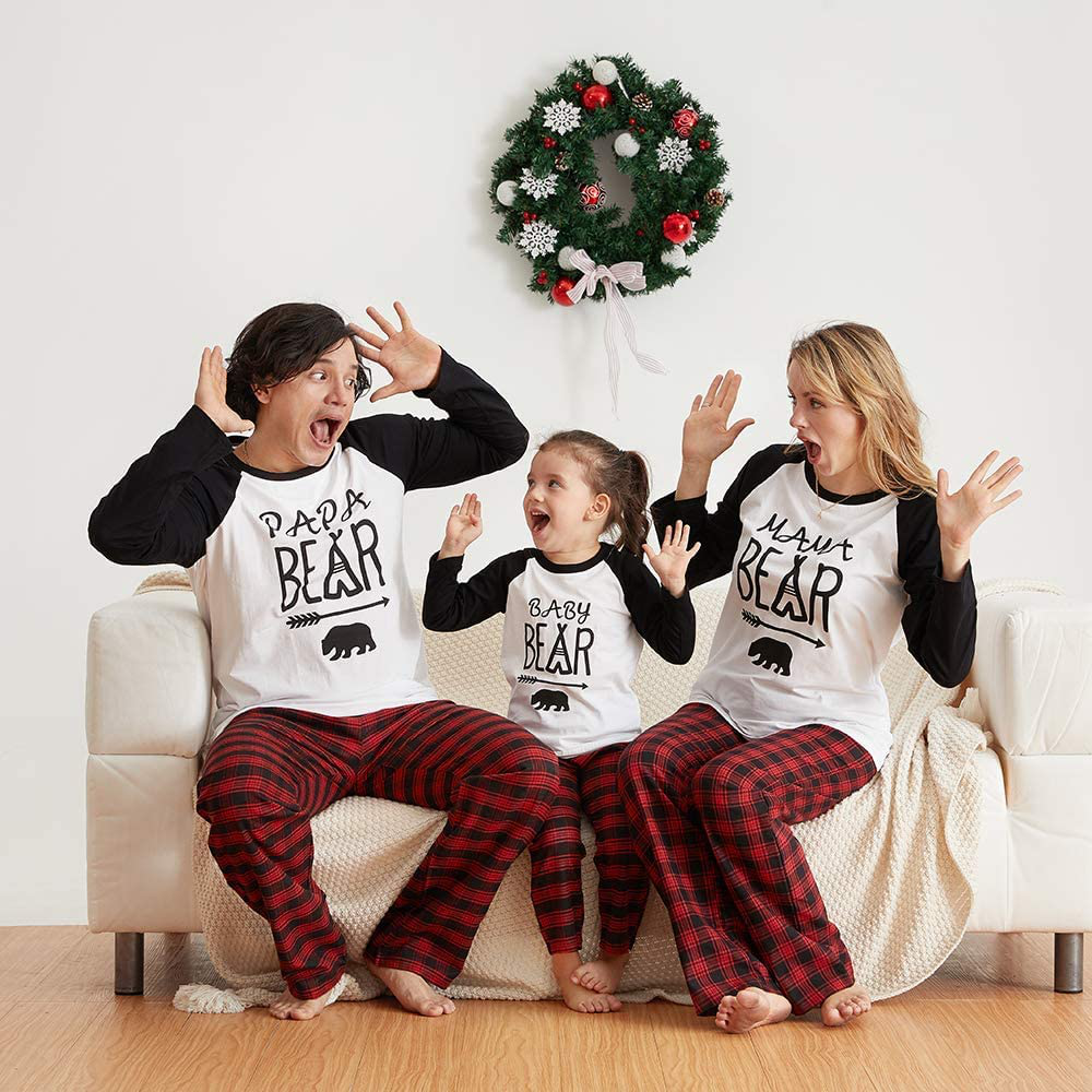 IFFEI Matching Family Pajamas Sets Christmas Pj'S with Deer Long Sleeve Tee and Plaid Pants Loungewear Apparel & Accessories > Clothing > Sleepwear & Loungewear > Pajamas Kylie Max   