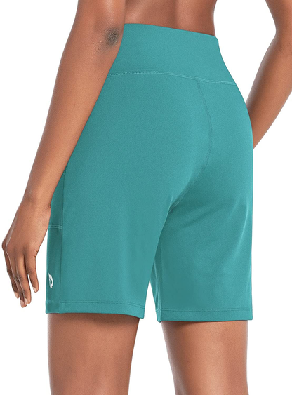 BALEAF Women'S 7" Athletic Long Shorts High Waisted Running Bermuda Shorts with Pockets Apparel & Accessories > Clothing > Shorts Kylie Max   