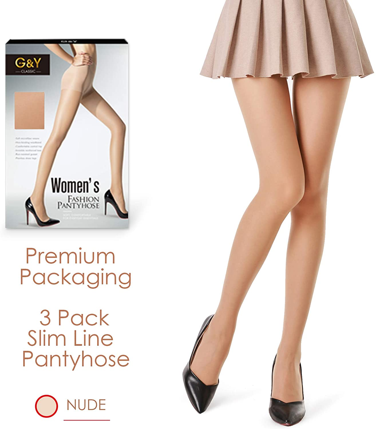 G&Y 3 Pairs Women'S Sheer Tights - 20D Control Top Pantyhose with Reinforced Toes Apparel & Accessories > Clothing > Underwear & Socks > Shapewear G&Y   