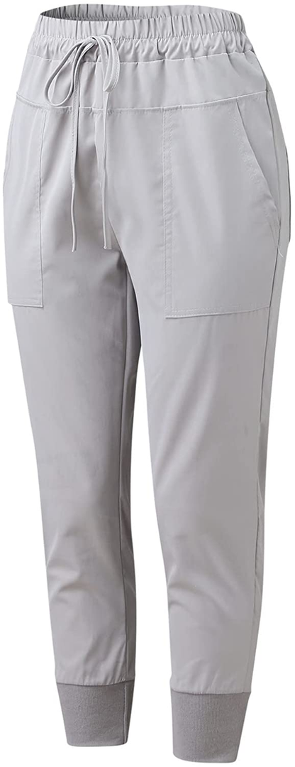 Burband Womens Cotton Elastic Waist Tactical Joggers Pants Cargo Sweatpants with Pockets Hiking Linen Yoga Lounge Trousers Apparel & Accessories > Clothing > Underwear & Socks > Shapewear Burband   
