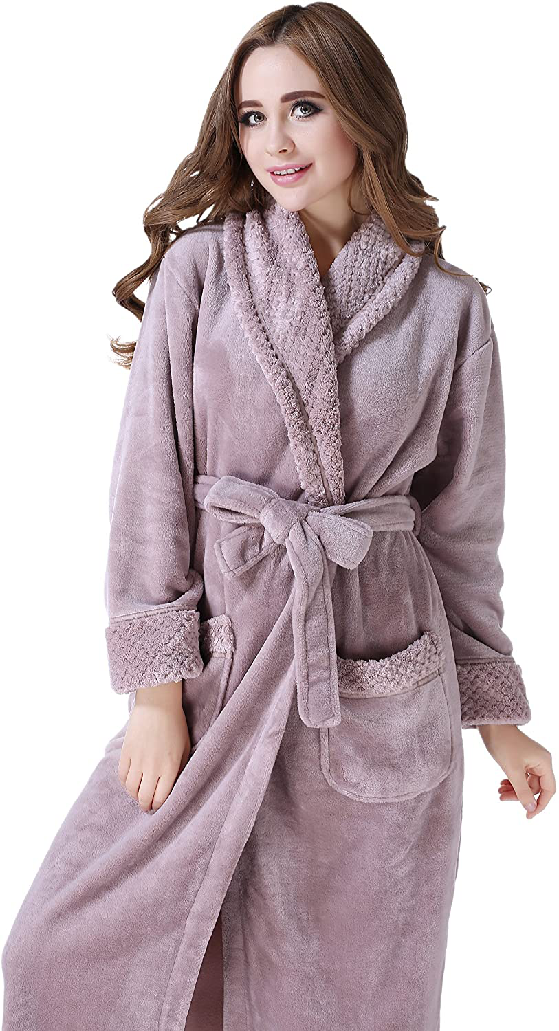 Richie House Women'S Plush Soft Warm Fleece Bathrobe Robe RH1591 Apparel & Accessories > Clothing > Sleepwear & Loungewear > Robes Kylie Max   