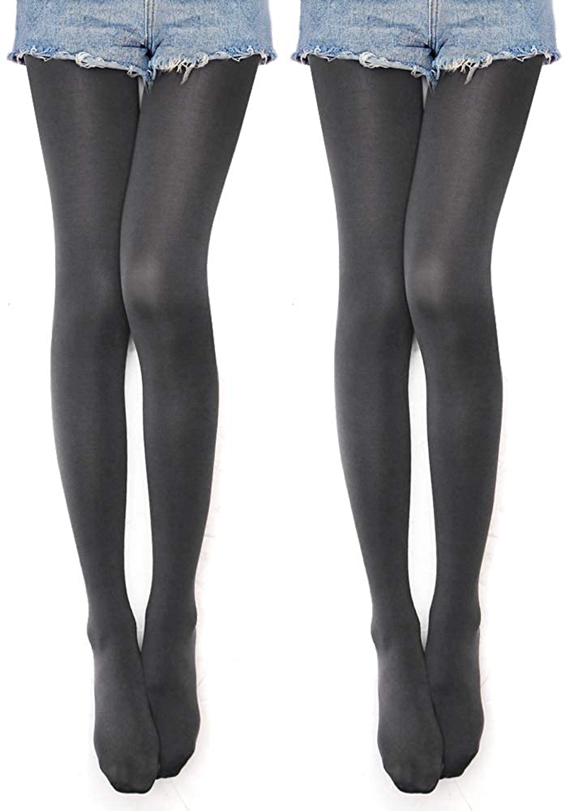 VERO MONTE 80D Opaque Tights for Women - 80 Denier Pantyhose Solid Footed Tights Apparel & Accessories > Clothing > Underwear & Socks > Shapewear VERO MONTE [Pack of 2] Dark Grey - Opaque & Stretchy Medium-Large 