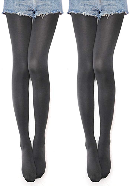 VERO MONTE 80D Opaque Tights for Women - 80 Denier Pantyhose Solid Footed Tights Apparel & Accessories > Clothing > Underwear & Socks > Shapewear VERO MONTE [Pack of 2] Dark Grey - Opaque & Stretchy Medium-Large 