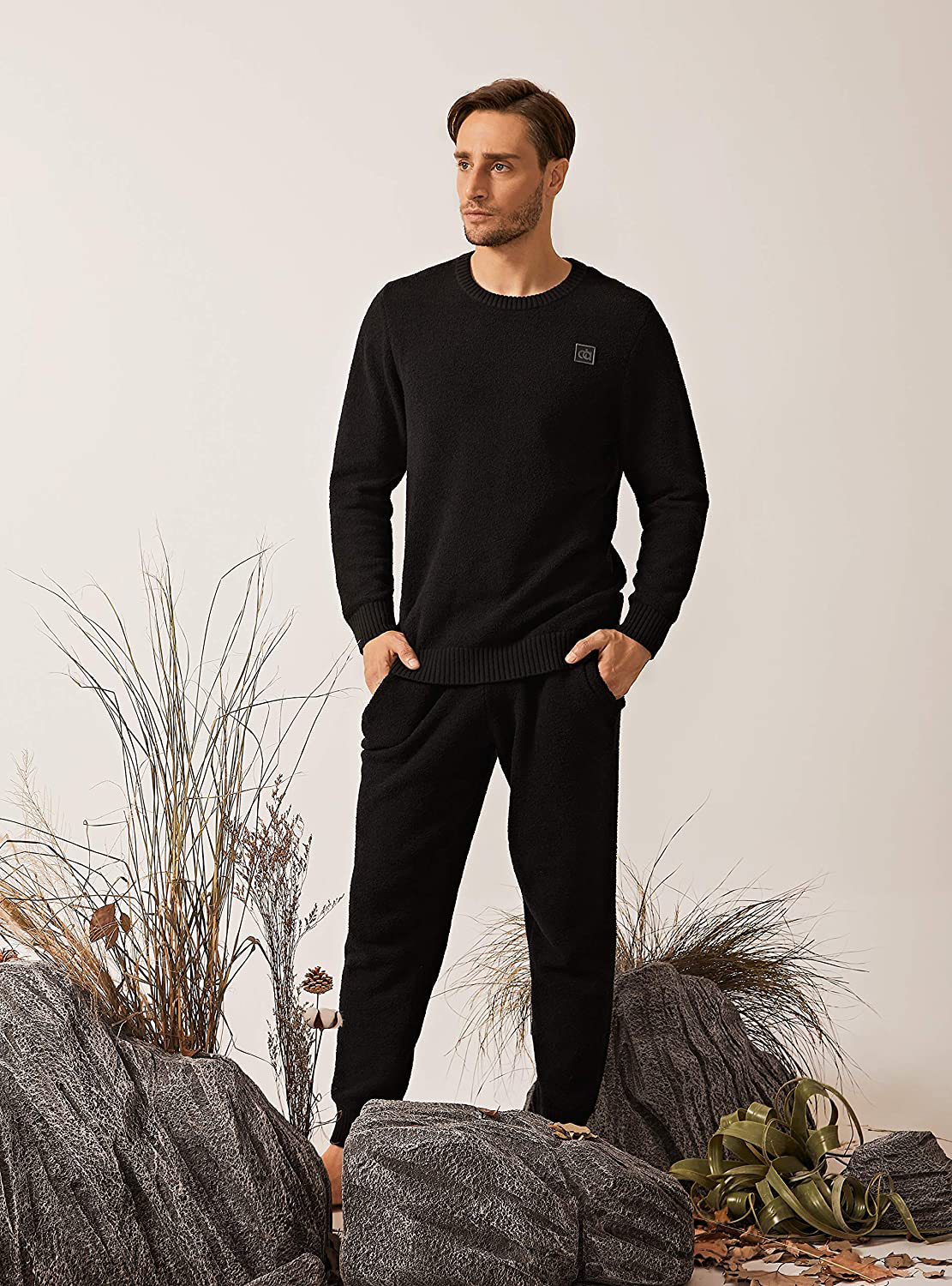 DAVID ARCHY Men'S Plush Fleece Sleepwear Warm Cozy Long Sleeve Top & Bottom Pajama Set Nightwear Apparel & Accessories > Clothing > Sleepwear & Loungewear > Pajamas Kylie Max   