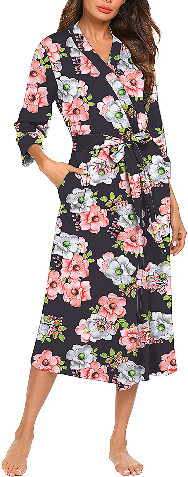 MAXMODA Women Kimono Robes Long Knit Bathrobe Soft Robe Casual Ladies Loungewear S-3XL Apparel & Accessories > Clothing > Sleepwear & Loungewear > Robes MAXMODA   