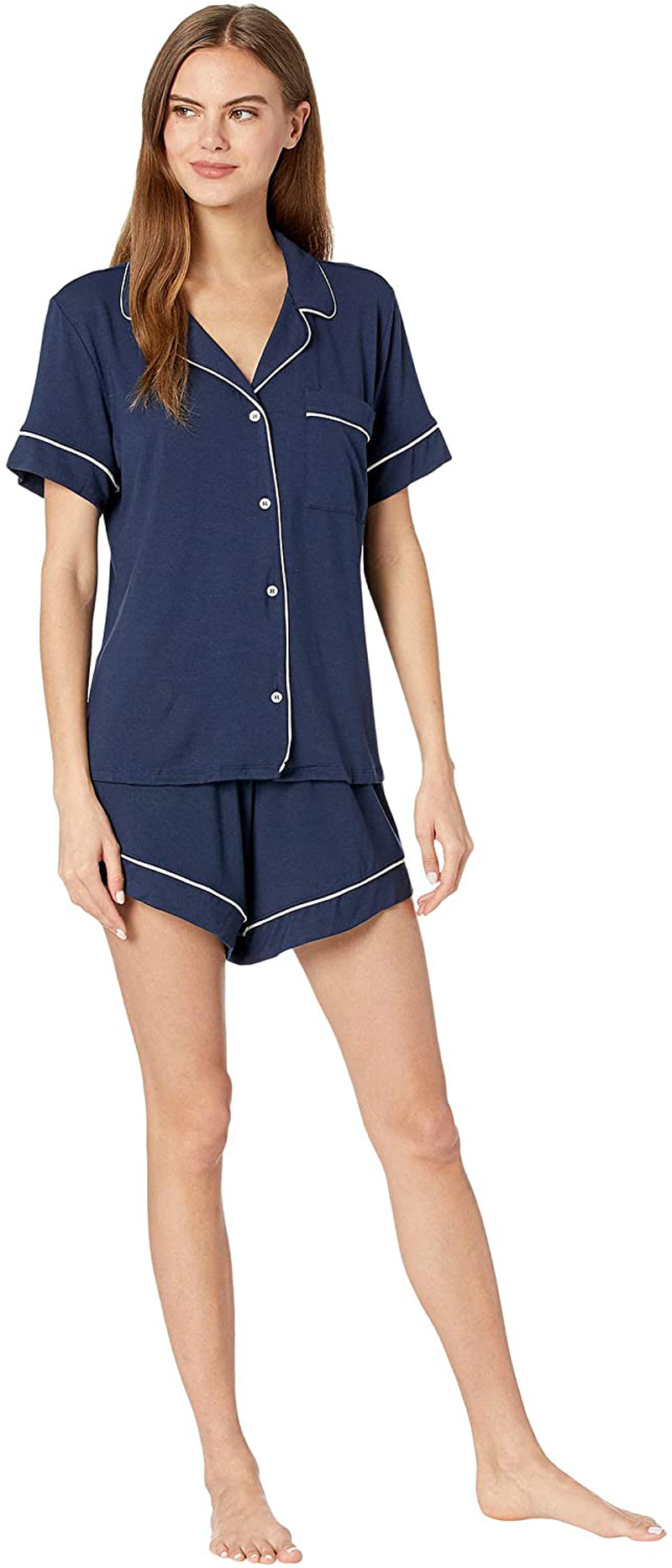 Eberjey Gisele Relaxed Women's Short PJ Set Apparel & Accessories > Clothing > Sleepwear & Loungewear > Pajamas Eberjey Navy/Ivory Large 