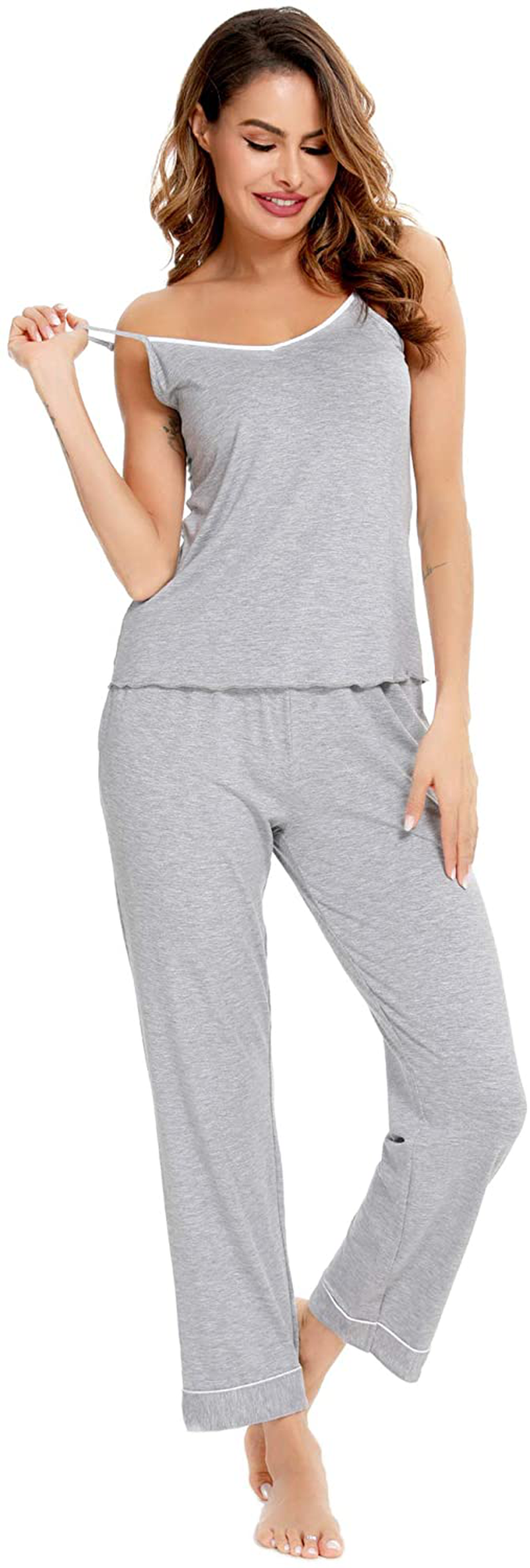 Lecgee Women'S Pajamas Set V-Neck Two Piece Sleepwear Spaghetti Strap Sleeveless Nightwear Apparel & Accessories > Clothing > Sleepwear & Loungewear Kylie Max   