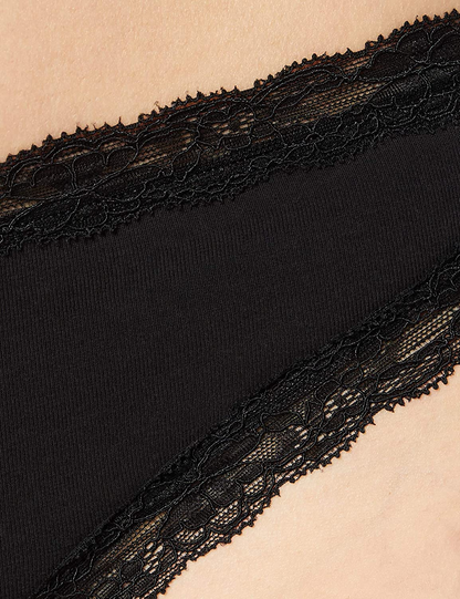 Iris & Lilly Women'S Cotton and Lace Thong Underwear, Pack of 5 Apparel & Accessories > Clothing > Underwear & Socks > Underwear Iris & Lilly   