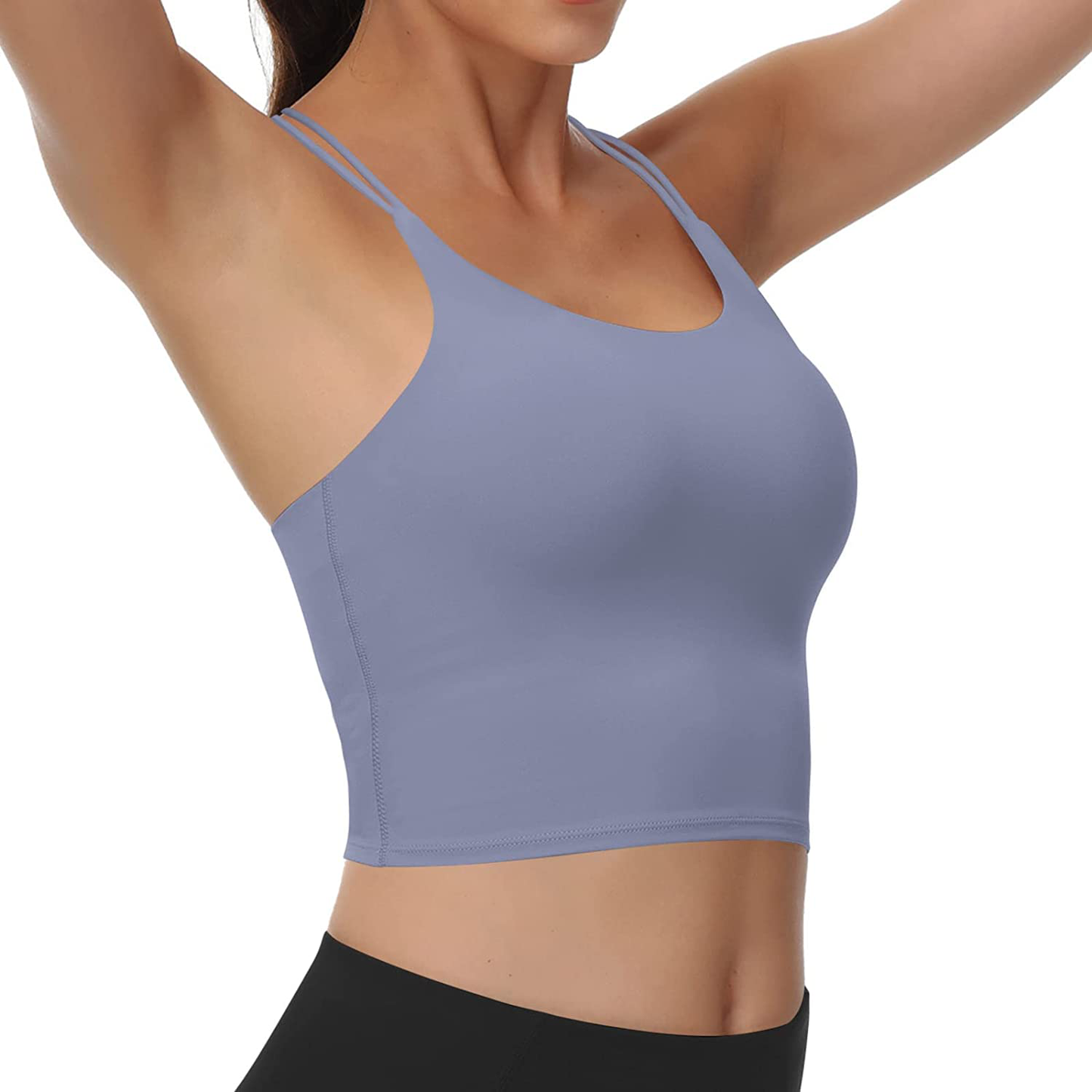 Women'S Longline Sports Bra Padded Strappy Yoga Bra Fitness Running Workout Crop Tank Top（2Pack） Apparel & Accessories > Clothing > Underwear & Socks > Bras Kylie Max   