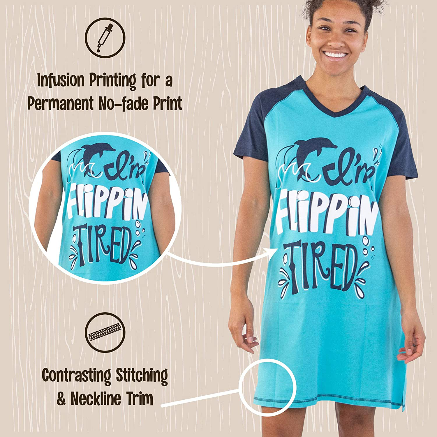Lazy One V-Neck Nightshirts for Women, Animal Designs Apparel & Accessories > Clothing > Sleepwear & Loungewear > Nightgowns Kylie Max   