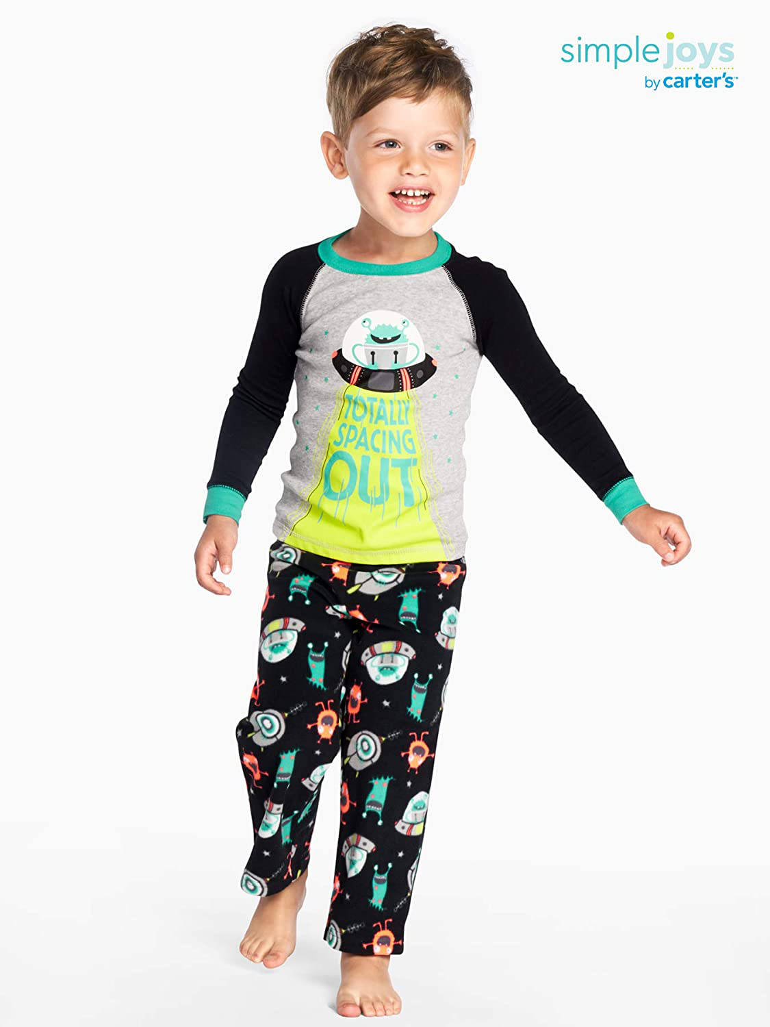 Simple Joys by Carter'S Boys and Toddlers' 4-Piece Pajama Set (Cotton Top & Fleece Bottom) Apparel & Accessories > Clothing > Sleepwear & Loungewear > Pajamas Kylie Max   