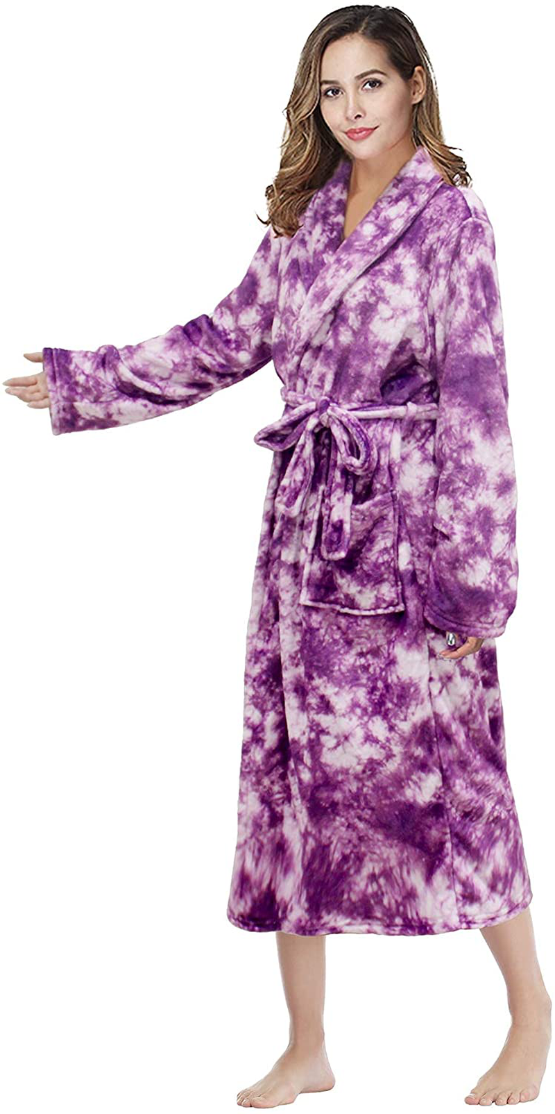 RONGTAI Womens Bathrobe Ladies Fleece Plush Warm Long Robes Apparel & Accessories > Clothing > Sleepwear & Loungewear > Robes Kylie Max   