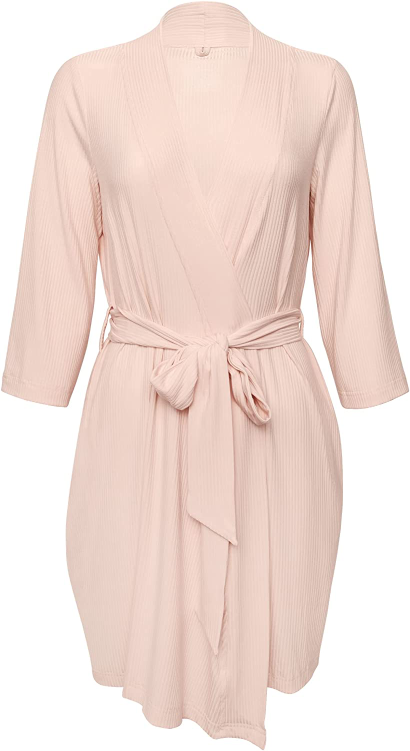 Posh Peanut Mommy Robe for Maternity, Labor Delivery Soft Nursing Lounge Wear, Viscose from Bamboo Apparel & Accessories > Clothing > Sleepwear & Loungewear > Robes Posh Peanut Sandy Blush-ribbed X-Large 