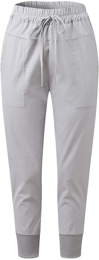 Burband Womens Cotton Elastic Waist Tactical Joggers Pants Cargo Sweatpants with Pockets Hiking Linen Yoga Lounge Trousers Apparel & Accessories > Clothing > Underwear & Socks > Shapewear Burband   