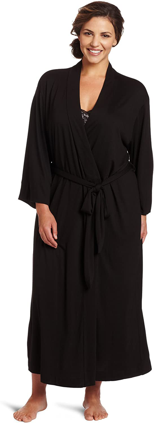 Natori Women'S plus Size Shangri-La Solid Knit Robe Apparel & Accessories > Clothing > Sleepwear & Loungewear > Robes Natori Black 1X 