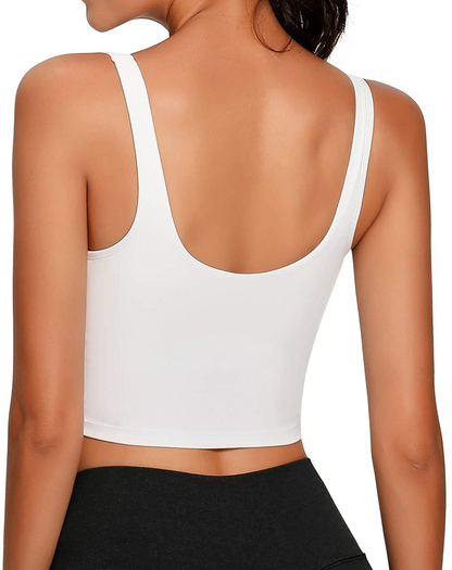 Lemedy Women Sports Bra Longline Crop Tank Top Padded Workout Running Yoga Apparel & Accessories > Clothing > Underwear & Socks > Bras Kylie Max   