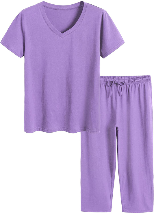 Latuza Women'S Cotton Pajamas Set Tops and Capri Pants Sleepwear Apparel & Accessories > Clothing > Sleepwear & Loungewear > Pajamas Kylie Max   