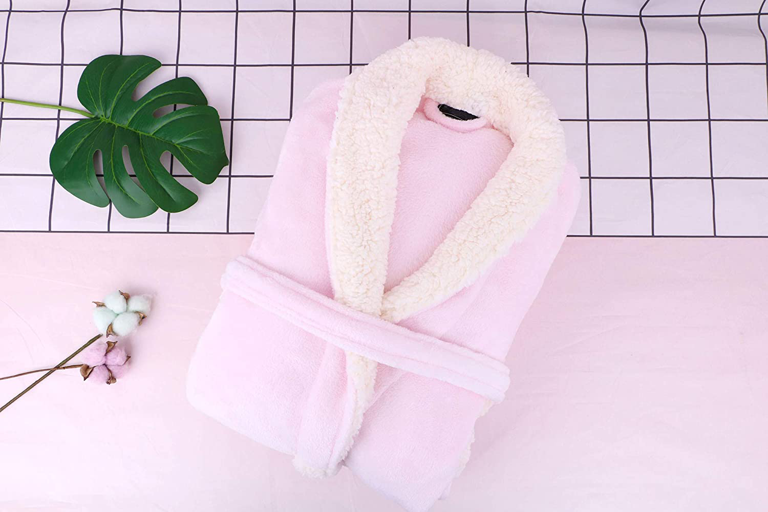 Burklett Luxury Sherpa Trim Fleece Long Bath Robe with Pocket Apparel & Accessories > Clothing > Sleepwear & Loungewear > Robes Kylie Max   
