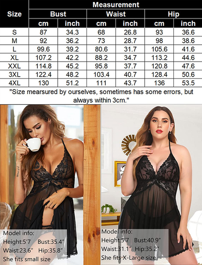 Avidlove Lingerie for Women Lace Babydoll Halter Chemise V Neck Nightgown Sexy Sleepwear Nightdress Apparel & Accessories > Clothing > Underwear & Socks > Lingerie Kylie Max   