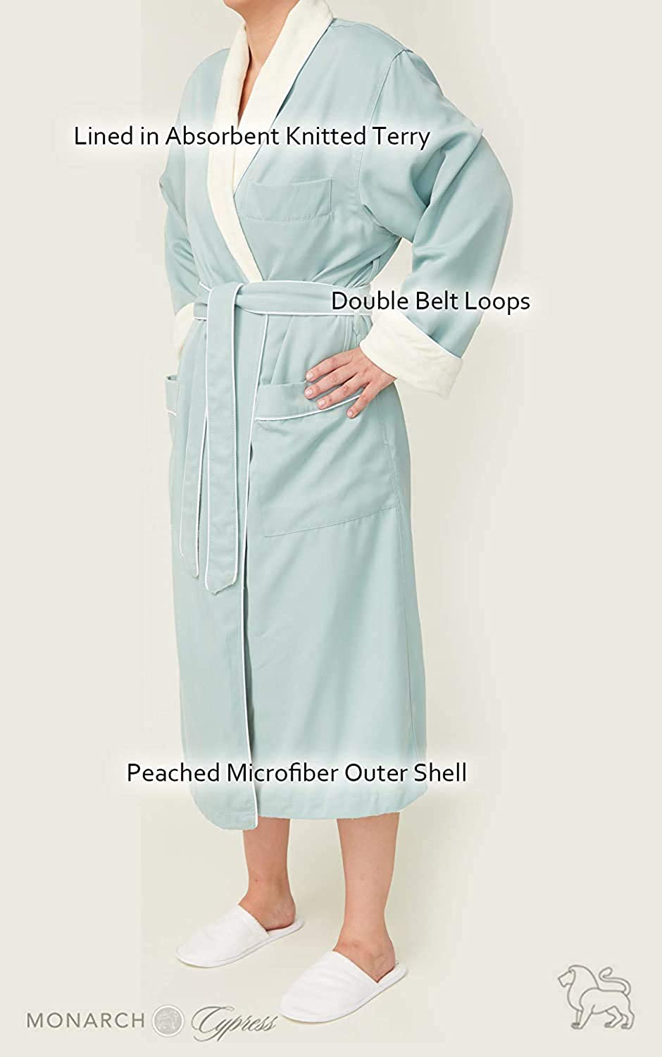 Terry Lined Microfiber Hotel Robe - Luxury Spa Bathrobe by Monarch/Cypress Apparel & Accessories > Clothing > Sleepwear & Loungewear > Robes Kylie Max   