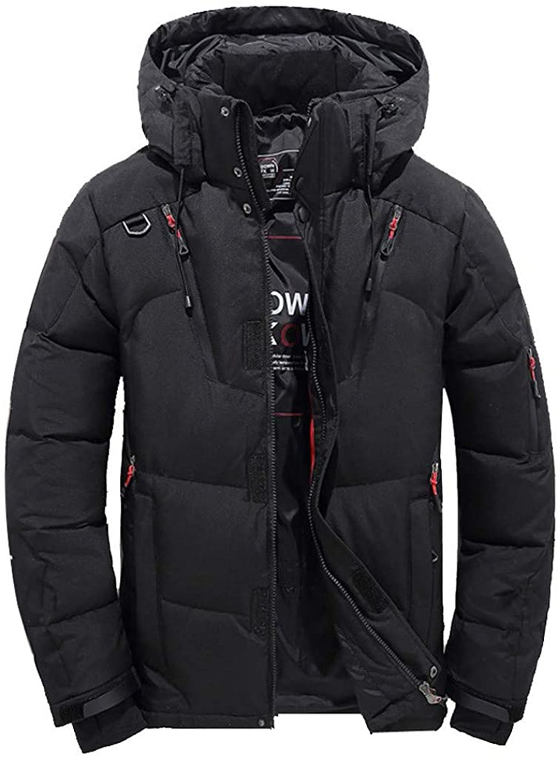 Merthy Mens Winter Warm Thicken Cotton Parka Jackets with Removable Thermal Hood Zipper Heavyweight Hooded Puffer Jacket Apparel & Accessories > Clothing > Underwear & Socks > Shapewear Merthy Black Large 