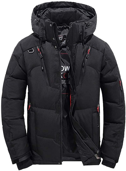 Merthy Mens Winter Warm Thicken Cotton Parka Jackets with Removable Thermal Hood Zipper Heavyweight Hooded Puffer Jacket Apparel & Accessories > Clothing > Underwear & Socks > Shapewear Merthy Black Large 
