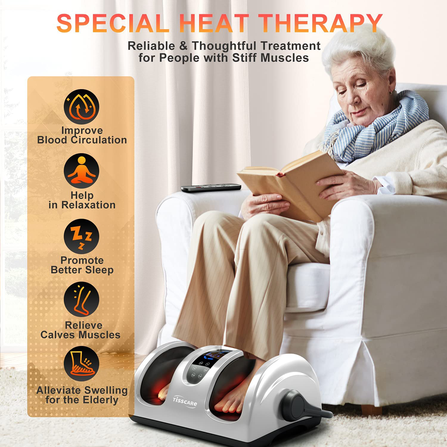 TISSCARE Shiatsu Foot Massager Machine w/ Remote & Heat for Plantar Fasciitis & Neuropathy, Deep Kneading Calf Massage, Leg Massager, Promote Blood Circulation & Pain Relief & Better Sleep Arts & Entertainment > Party & Celebration > Gift Giving TISSCARE   