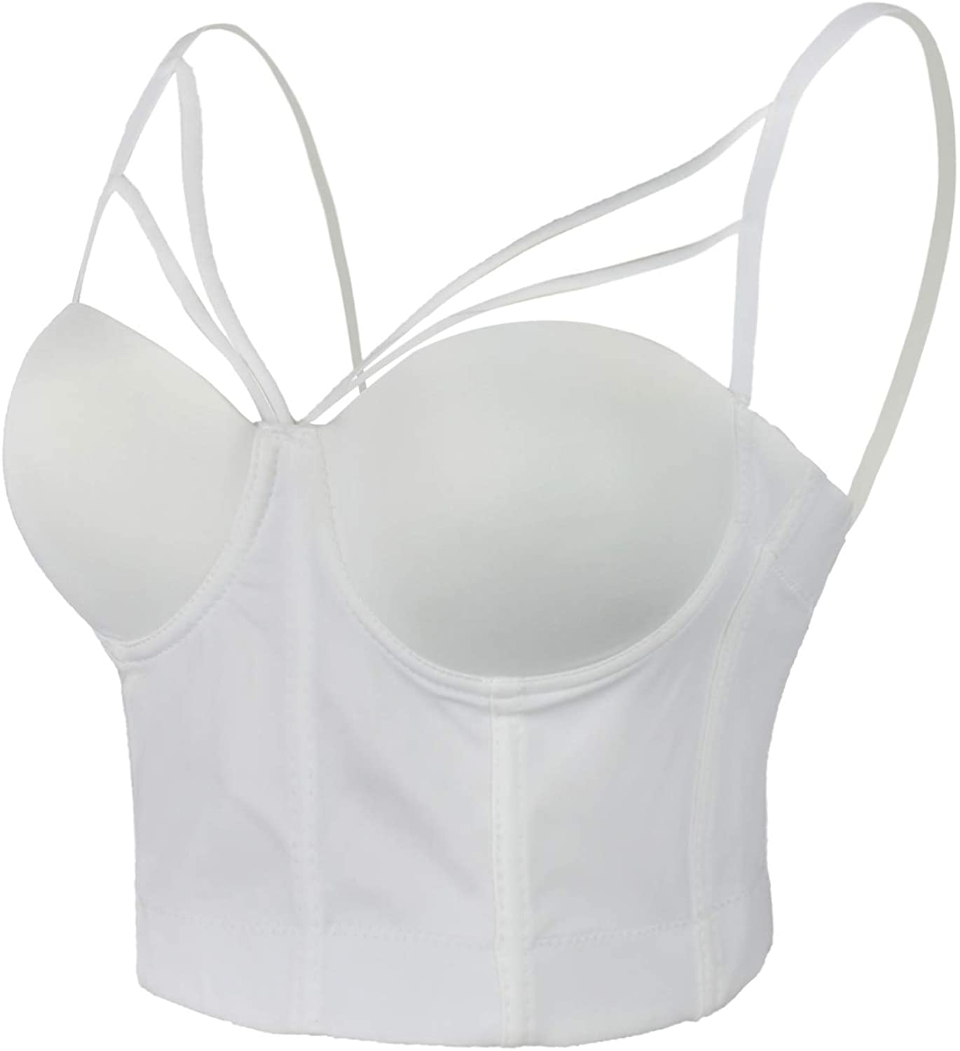 ELLACCI Women'S Sexy Cut Cross Strappy Gothic Bustier Tops Caged Cropped Top Apparel & Accessories > Clothing > Underwear & Socks > Lingerie ELLACCI   