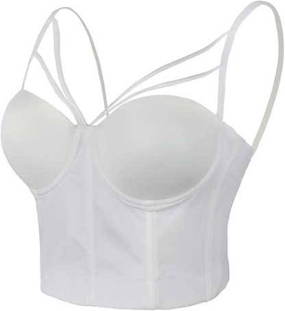 ELLACCI Women'S Sexy Cut Cross Strappy Gothic Bustier Tops Caged Cropped Top Apparel & Accessories > Clothing > Underwear & Socks > Lingerie ELLACCI   