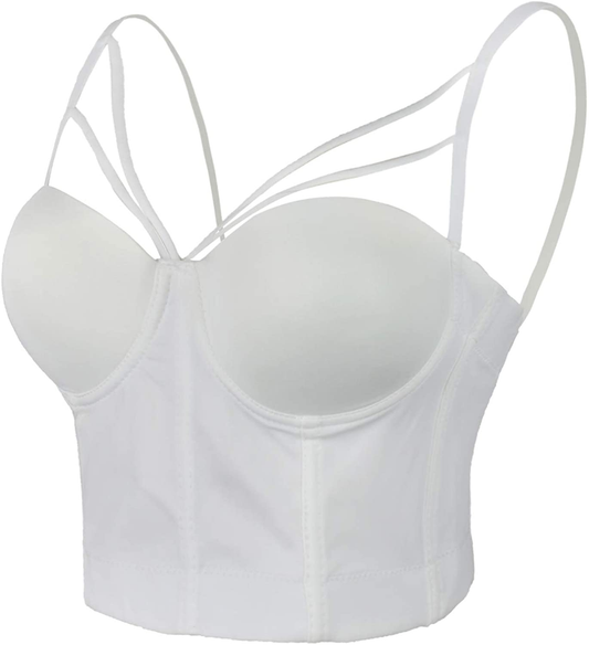 ELLACCI Women'S Sexy Cut Cross Strappy Gothic Bustier Tops Caged Cropped Top Apparel & Accessories > Clothing > Underwear & Socks > Lingerie ELLACCI   