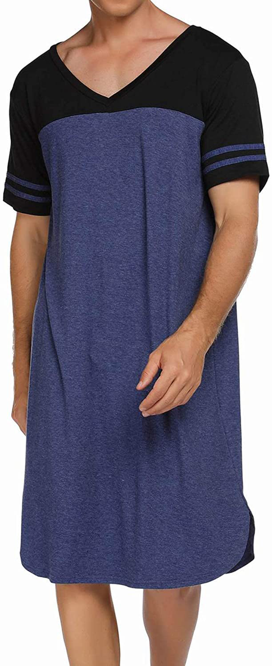 Ekouaer Nightgowns Mens V Neck Long Sleeve Sleepwear Big&Tall Pajama Sleeping Wear Loungewear Nightshirts M-XXXL Apparel & Accessories > Clothing > Sleepwear & Loungewear > Nightgowns Kylie Max   