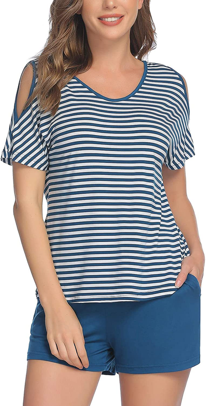 Ekouaer Womens Pajama Set Sleeveless Tank Top and Shorts Pj Set Lace Hem Sleepwear S-XXL Apparel & Accessories > Clothing > Sleepwear & Loungewear > Pajamas Ekouaer 02 Peacock Blue Medium 