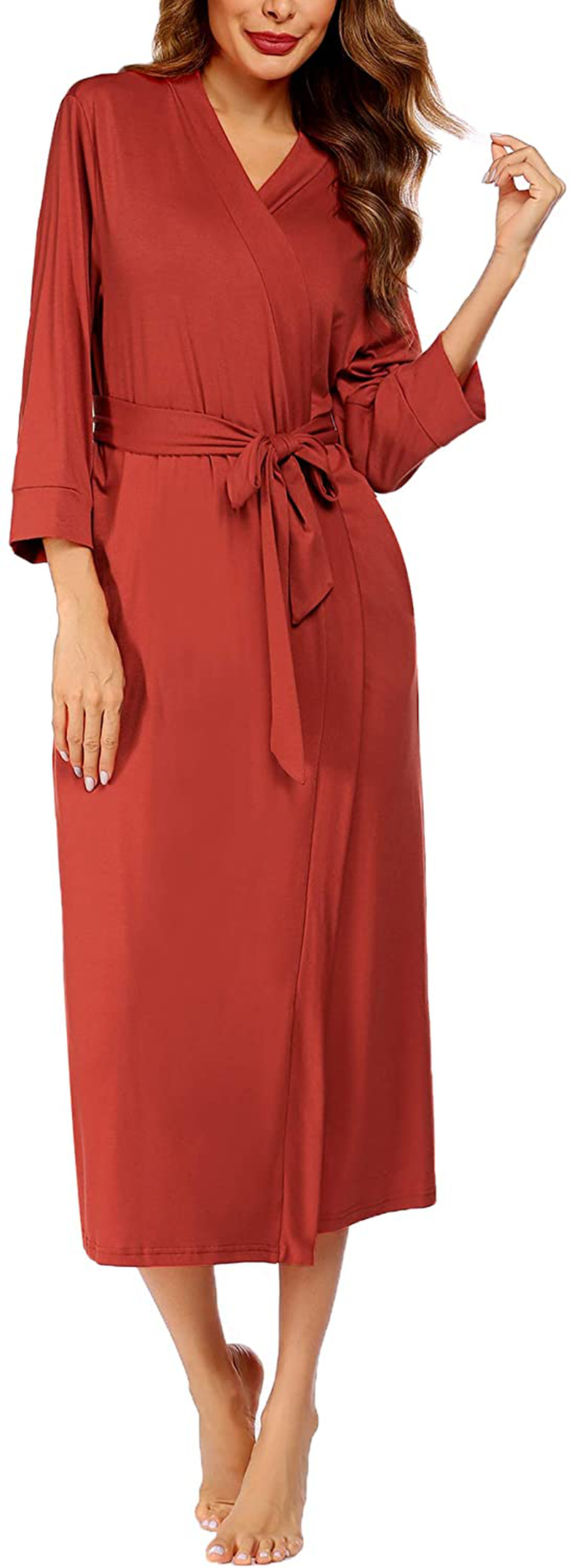 MAXMODA Women Kimono Robes Long Knit Bathrobe Soft Robe Casual Ladies Loungewear S-3XL Apparel & Accessories > Clothing > Sleepwear & Loungewear > Robes Kylie Max   