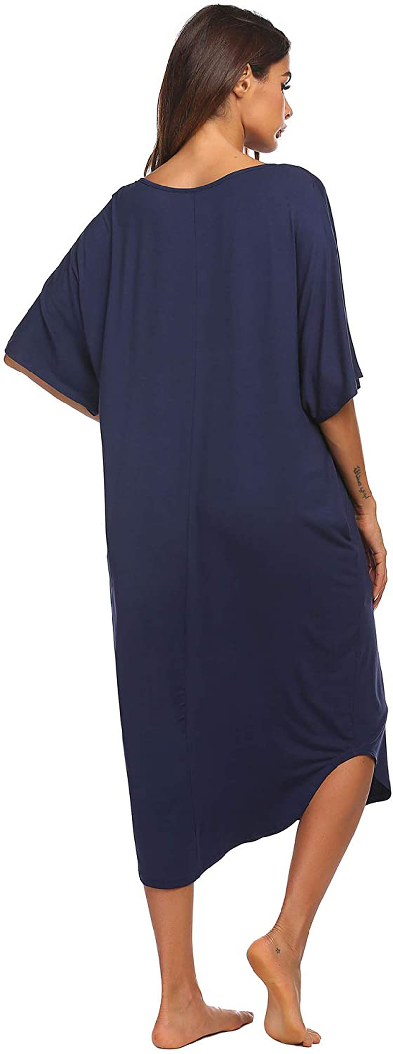 Ekouaer Nightgowns for Women Button-Down Sleepwear Short Sleeve Nightshirt plus Size Night Wear S-XXL Apparel & Accessories > Clothing > Sleepwear & Loungewear > Nightgowns Kylie Max   